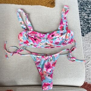Victoria's Secret Pink and Blue Floral Bikini